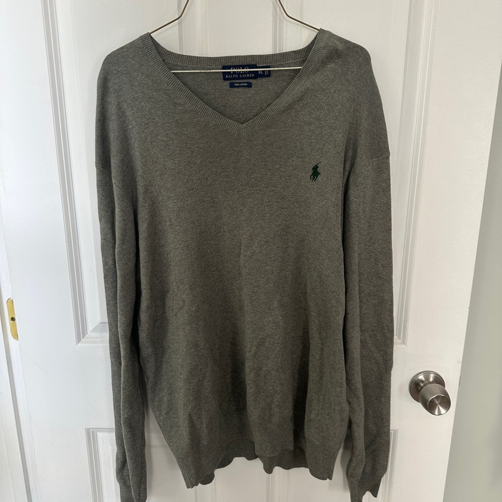 Polo by Ralph Lauren Men's Charcoal V-Neck Sweater